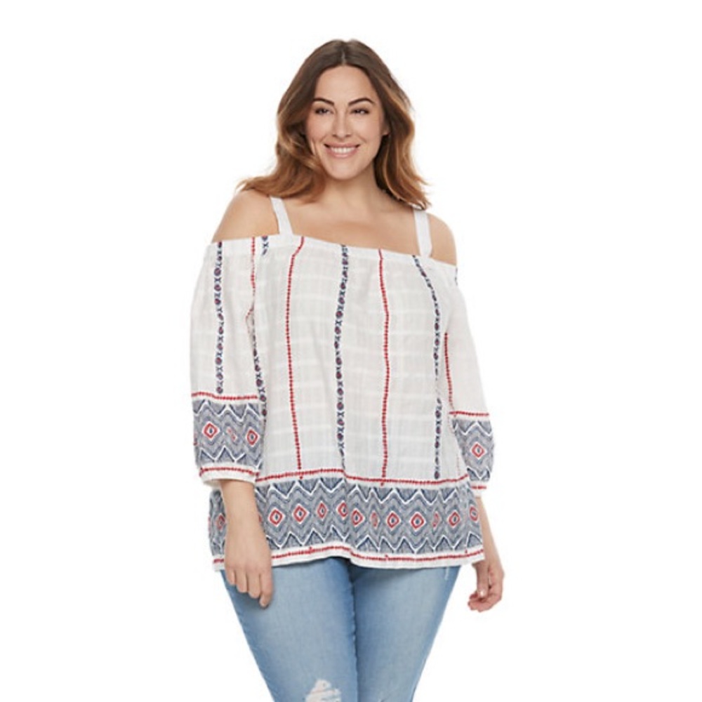 SONOMA || Woman’s Printed Cold-Shoulder Top size Xl